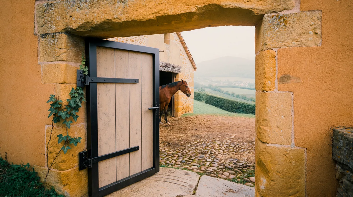 Entrée, L'Écurie Bleue, centre équestre à Chabanière